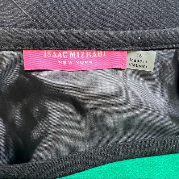 Isaac Mizrahi Green Black and White Pencil Skirt Size16 NWT Retro Preppy Formal - Picture 2 of 8